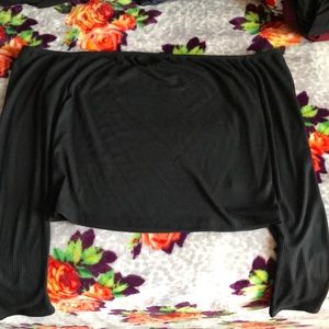 Black Off Shoulder Crop Top